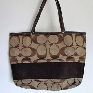 Coach Canvas & Leather Trim Tote Purse Handbag